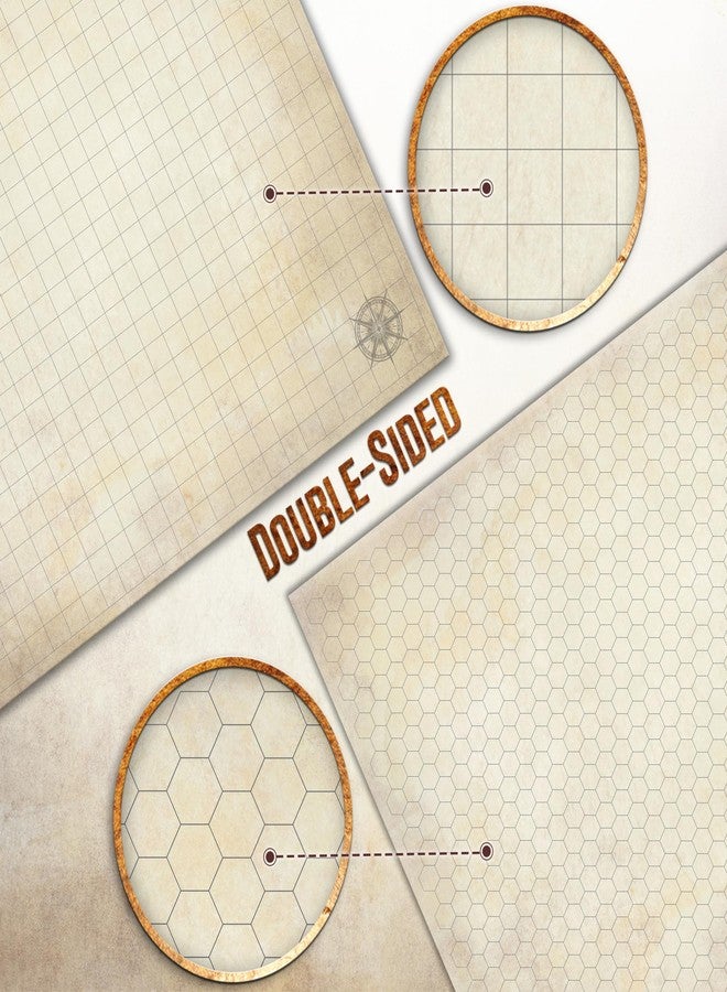 Melee Mats مجموعة خرائط بداية لعبة الاشتباك المباشر DND - 23 بوصة × 27 بوصة، وجهان، قابلة للمسح الجاف والرطب، شبكة تضاريس معركة لألعاب Dungeons and Dragons - مجموعة ألعاب لوحية مع ملحقات - Image 5